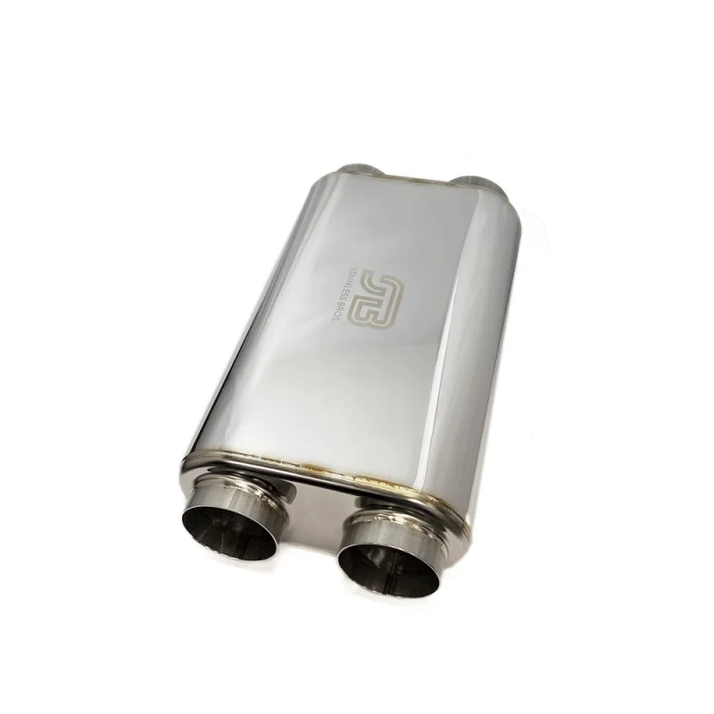 Stainless Bros 616-07623-2250, 3in x 17in OAL SS304 Thin Oval Muffler (3in Dual In / 3in Dual Out) - Polished