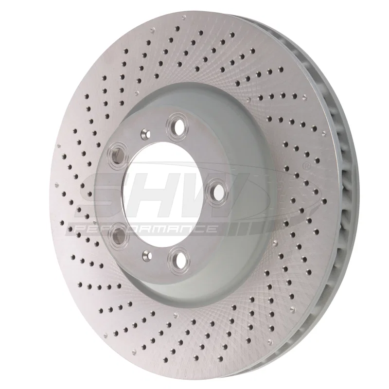 SHW Performance PFL30905, 09-13 Porsche 911 Turbo w/Center Lock w/o Ceramics Left Front Drill-Dimp MB Rotor (99735140502)