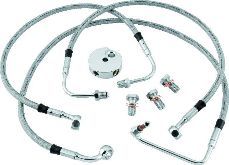 TwinPower 036958, 94-07 FLHR Models Stainless Steel Dot Brake Line Kit Front +10 Inch Length for Harley-Davidson