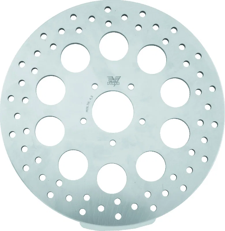 TwinPower 666825, 08-13 FLH FLT 08-16 FLHR 06-17 Dyna Front 11.8in Rotor Solid With Holes Stainless for Harley-Davidson