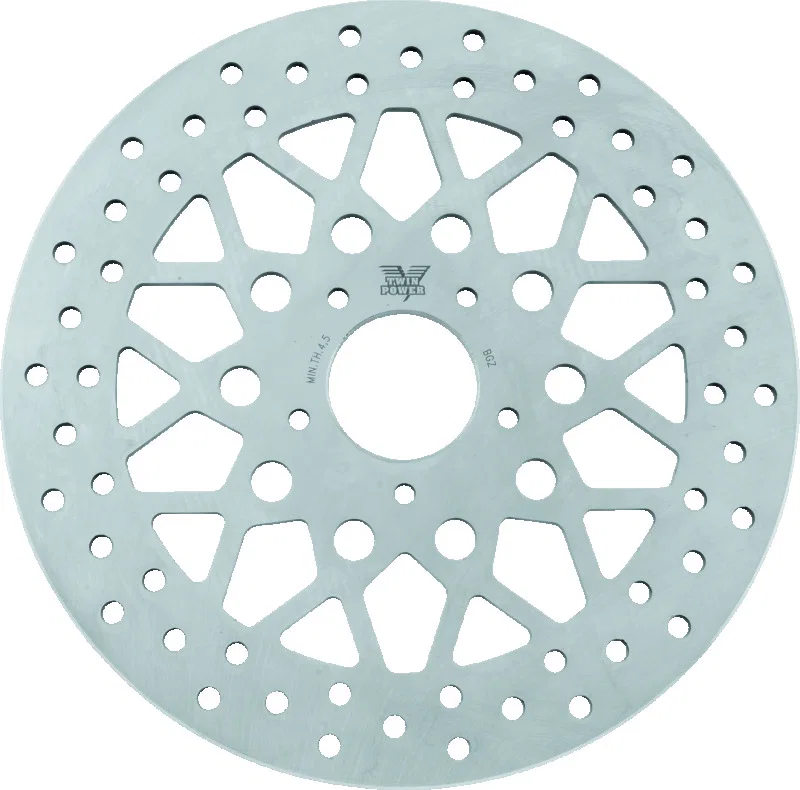 TwinPower 666824, 08-13 FLH FLT 08-16 FLHR 06-17 Dyna Front 11.8 Solid Rotor Mesh Stainless for Harley-Davidson