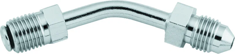 TwinPower 035965, Stainless Brake Fitting Male 3/8-24 Inverted Flare to AN-3 Male 45 Degree Adaptor Tube