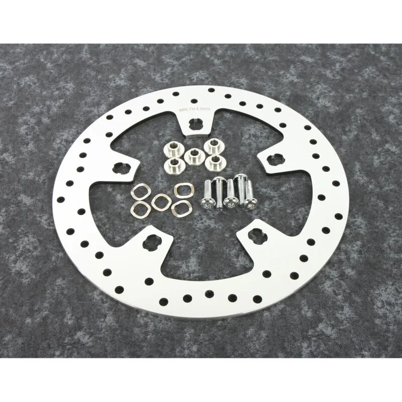 Bikers Choice 482594, 14-Up Touring Lug Mount Polished Stainless Front Brake Rotor With Hardware for Harley-Davidson