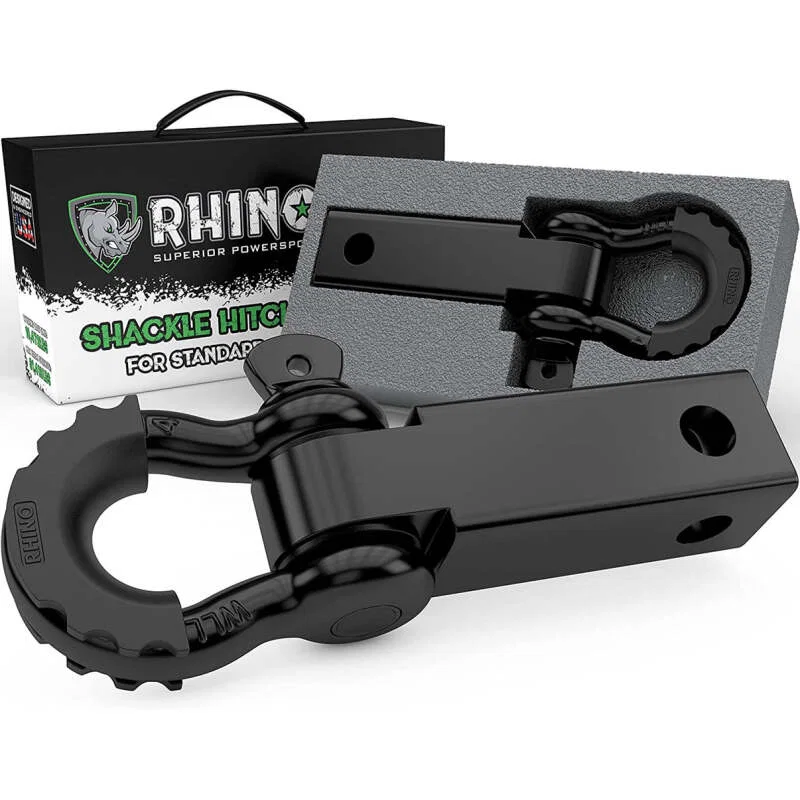 Rhino USA RSHCK-HTCH, Shackle Hitch Receiver W/ D-Ring (Black)