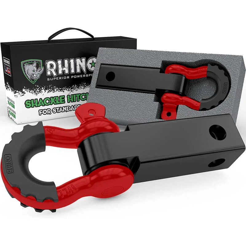 Rhino USA RG-HTHITCH2-RED, Shackle Hitch Receiver W/ D-Ring (Red)