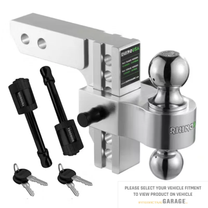 Rhino USA RG-HTDROP2.56-SVR, 6In Heavy Duty Drop Hitch - 2.5In (Silver)