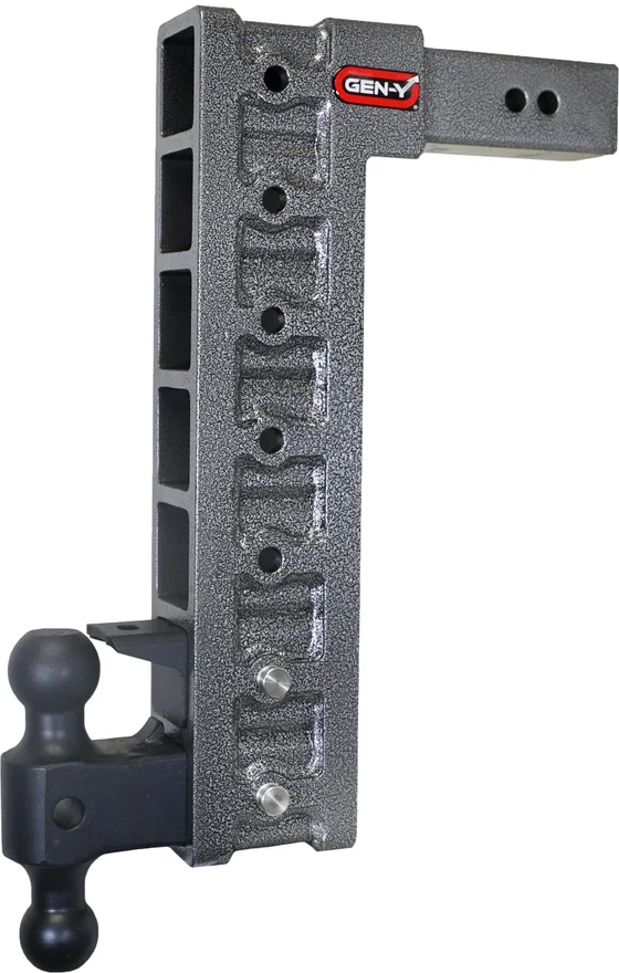 GEN-Y Hitch GH-627, Mega Duty 2.5in Shank 18in Drop 21K Hitch w/GH-061 Dual-Ball/Pintle Lock/Stabilizer Kit