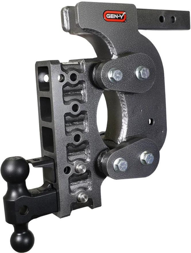 GEN-Y Hitch GH-1425, The Boss Torsion-Flex 2in Shank 15in Drop 16K Hitch w/GH-051 Dual-Ball/Pintle Lock/Stab Kit
