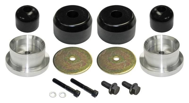 RockJock CE-9122R, TJ/LJ Bump Stop Kit Rear w/ Polyurethane RockJock Bump Stops Aluminum Spacers Hardware for Jeep Wrangler