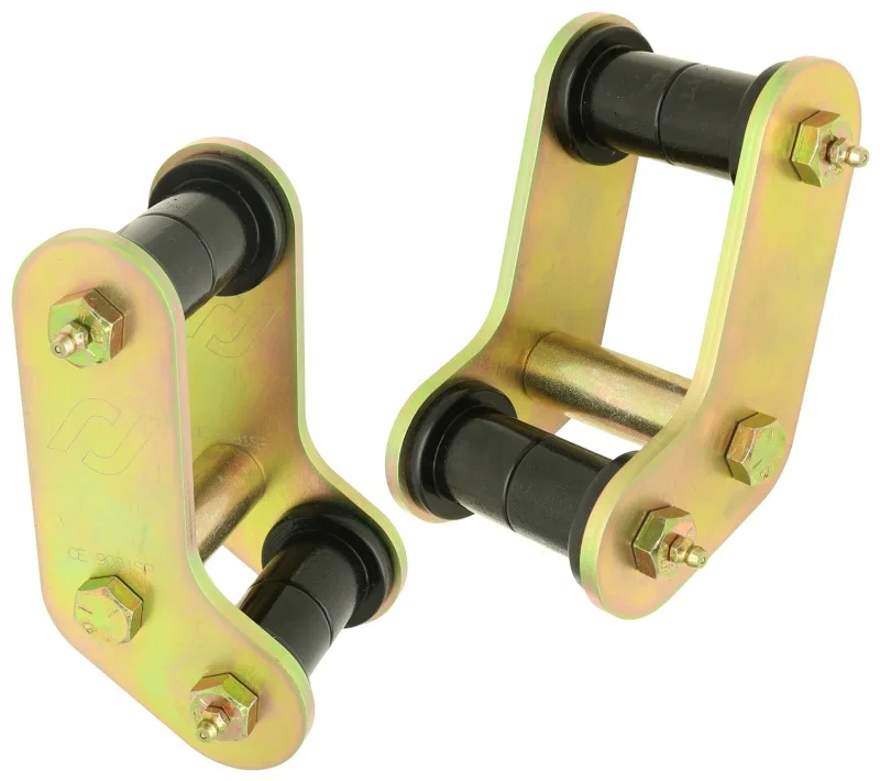 RockJock CE-9081, YJ Boomerang Leaf Spring Shackles Rear w/ Urethane Bushings HD Greasable Bolts Pair for Jeep Wrangler