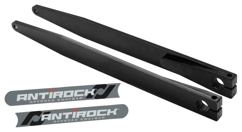 RockJock RJ-232200-101, Antirock Fabricated Steel Sway Bar Arms 21in Long Slight Outward Bend w/ Stickers Pair
