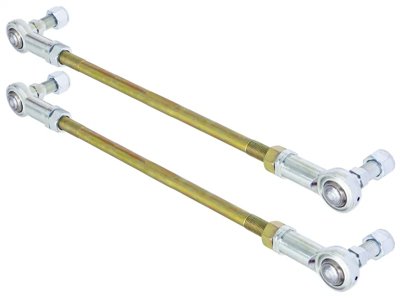 RockJock CE-99002RD2, Adjustable Sway Bar End Link Kit 14in Long Rods w/ Heims and Jam Nuts pair