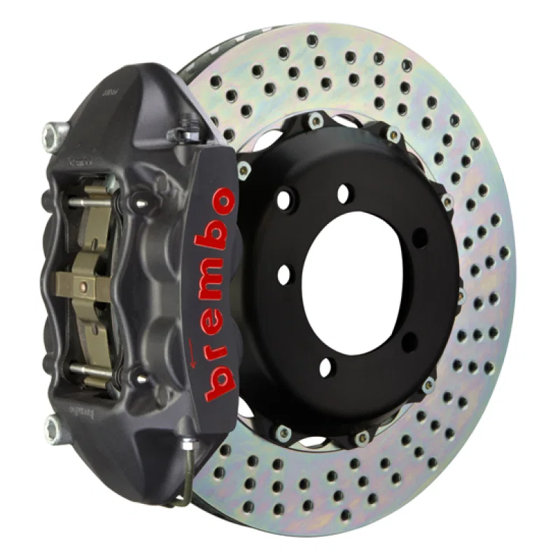 Brembo 2P1.6006AS, 99-07 Evo VI/VII/VIII/IXRear GTS BBK 4 Piston Cast 328x28 2pc Rotor Drilled-Black HA for Mitsubishi Lancer