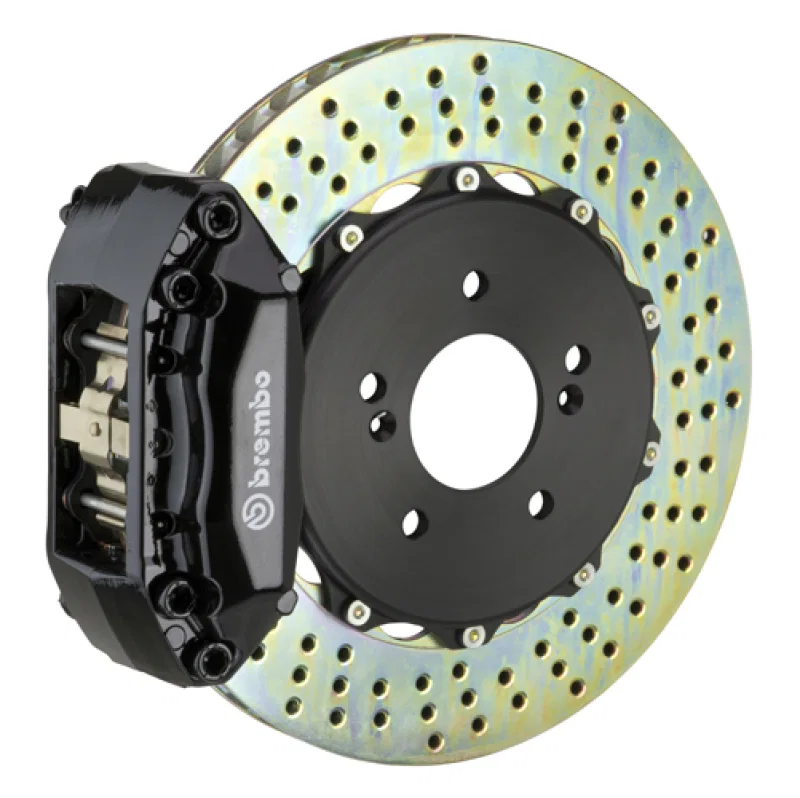 Brembo 1A1.6011A1, 00-04 Jetta 1.8t Front GT BBK 4 Piston Cast 2pc 328x28 2pc Rotor Drilled-Black for Volkswagen