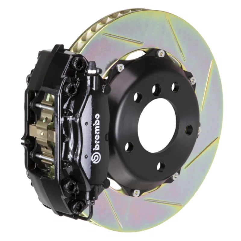 Brembo 2C2.6007A1, 99-07 Evo VI/VII/VIII/IXRear GT BBK 4 Piston Cast 2pc 328x28 2pc Rotor Slotted Type1-Black for Mitsubishi Lancer