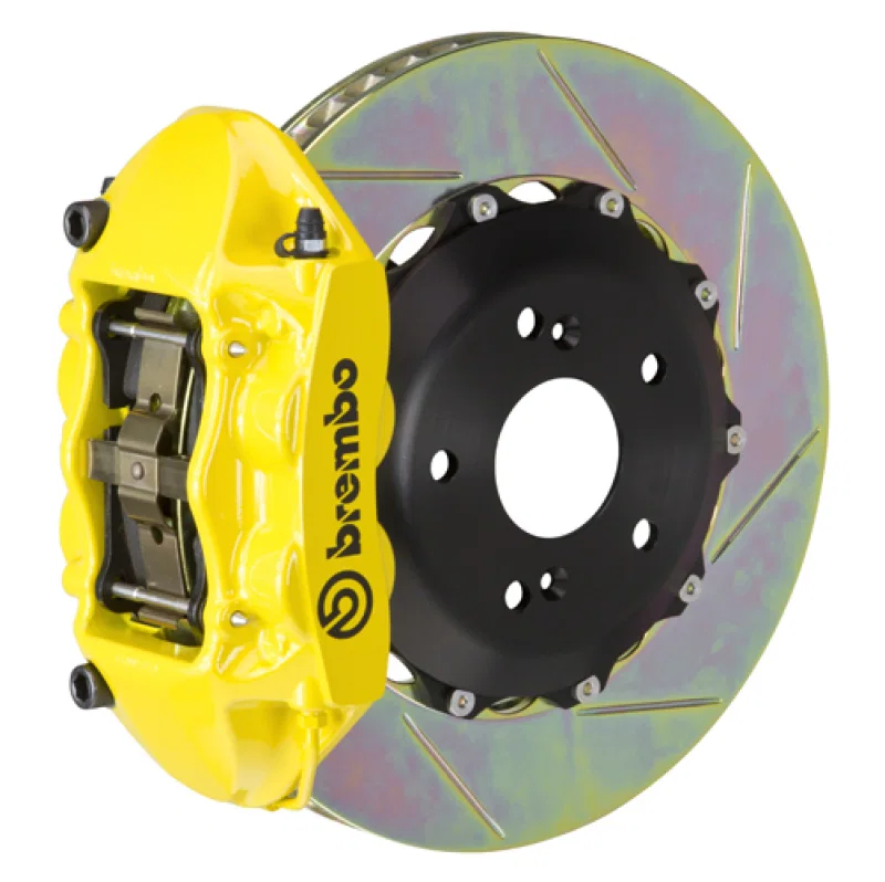 Brembo 2P2.6006A5, 99-07 Evo VI/VII/VIII/IXRear GT BBK 4 Piston Cast 328x28 2pc Rotor Slotted Type1-Yellow for Mitsubishi Lancer