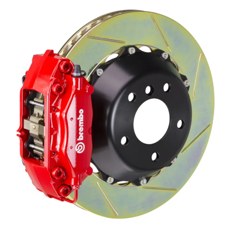 Brembo 2P2.8001A2, 99-04 996 Rear GT BBK 4 Piston Cast 345x28 2pc Rotor Slotted Type1-Red for Porsche 911
