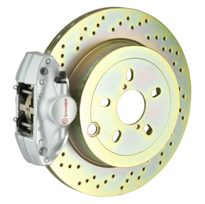 Brembo 2E4.4002A3, 99-05 323i/325i/328i (Excl. xDrive) Rr GT BBK 2Pist Cast 2pc 294x19 1pc Rotor Drilled-Silver for BMW