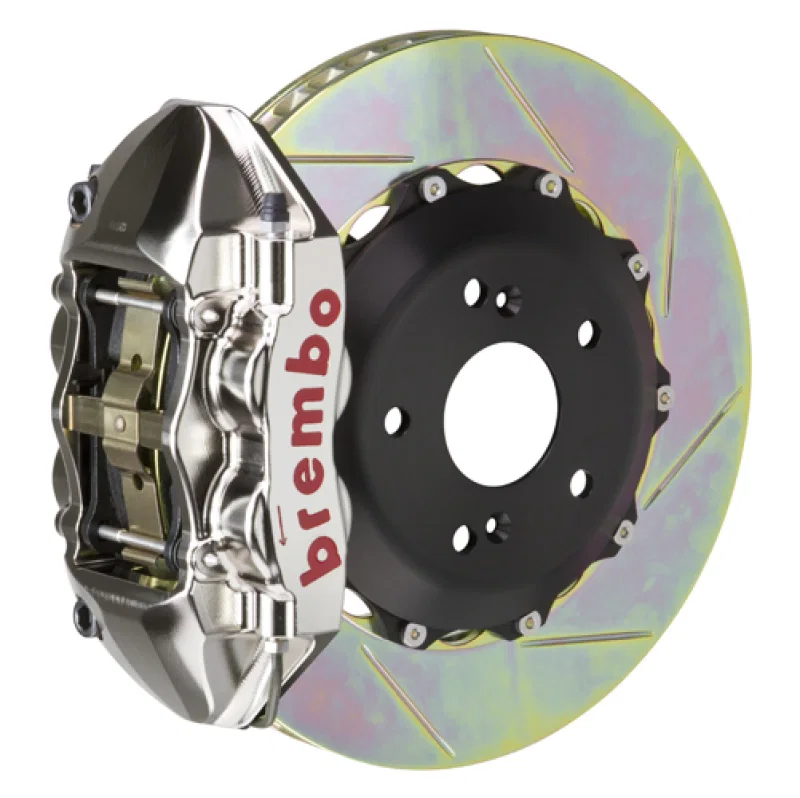 Brembo 2P2.6006AR, 99-07 Evo VI/VII/VIII/IXRear GTR BBK 4 Piston Billet 328x28 2pc Rotor Slotted Type1 - Nickel for Mitsubishi Lancer