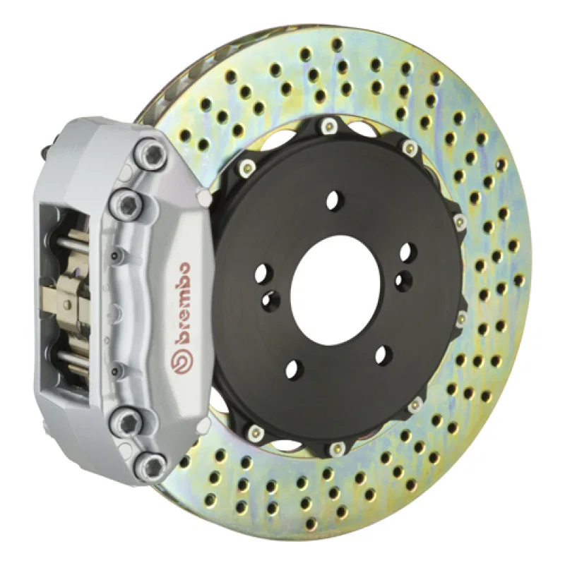 Brembo 2C1.6007A1, 99-07 Evo VI/VII/VIII/IXRear GT BBK 4 Piston Cast 2pc 328x28 2pc Rotor Drilled-Black for Mitsubishi Lancer