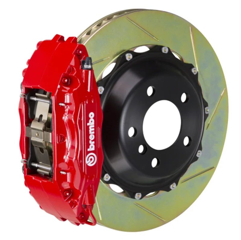 Brembo 1B2.7017A2, 00-02 S4/06-08 A4 Front GT BBK 4 Piston Cast 2pc 332x32 2pc Rotor Slotted Type1-Red for Audi