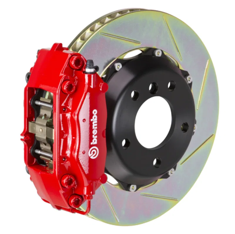 Brembo 2C2.6007A2, 99-07 Evo VI/VII/VIII/IXRear GT BBK 4 Piston Cast 2pc 328x28 2pc Rotor Slotted Type1-Red for Mitsubishi Lancer