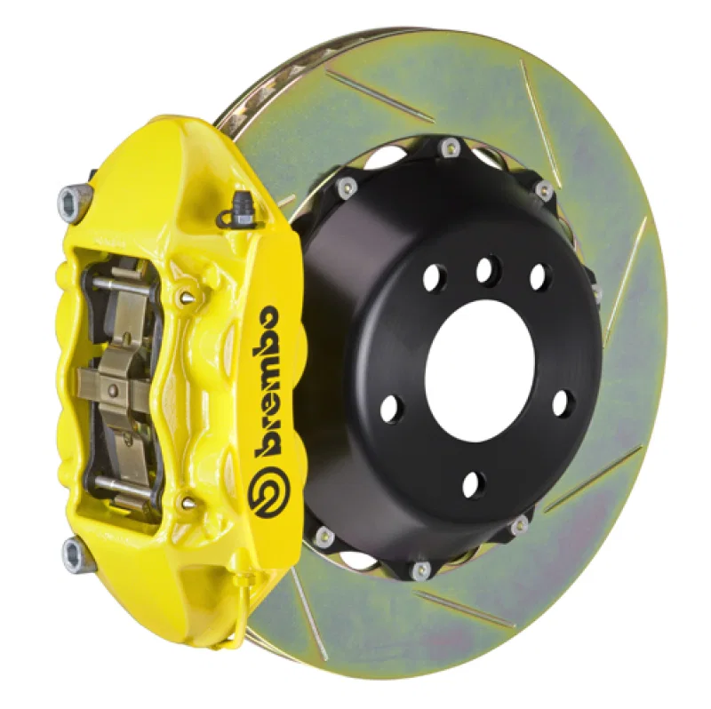 Brembo 2P2.8001A5, 99-04 996 Rear GT BBK 4 Piston Cast 345x28 2pc Rotor Slotted Type1-Yellow for Porsche 911