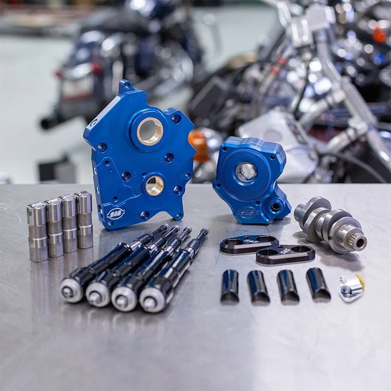 S&S Cycle 310-1011C, 2017+ Oil Cooled M8 Models Chain Drive 465C Cam Chest Kit w/ Blk Pushrod Tubes - Incl. VVT