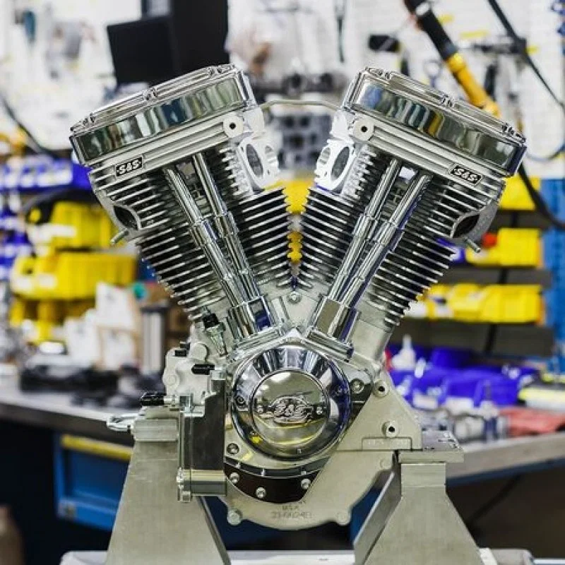 S&S Cycle 310-1160, Natural V124 Long Block Engine w/ 640 Cams & Chrome Billet Gear Cover for Harley-Davidson