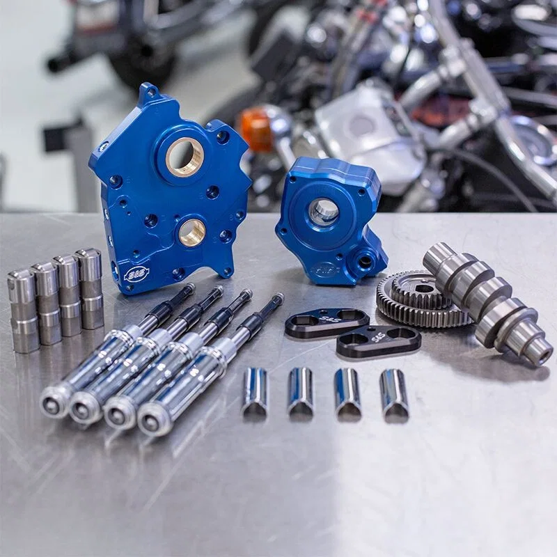 S&S Cycle 310-1001B, 2017+ M8 Models Gear Drive 465G Cam Chest Kit w/ Chrm Pushrod Tubes - WC - Incl. VVT
