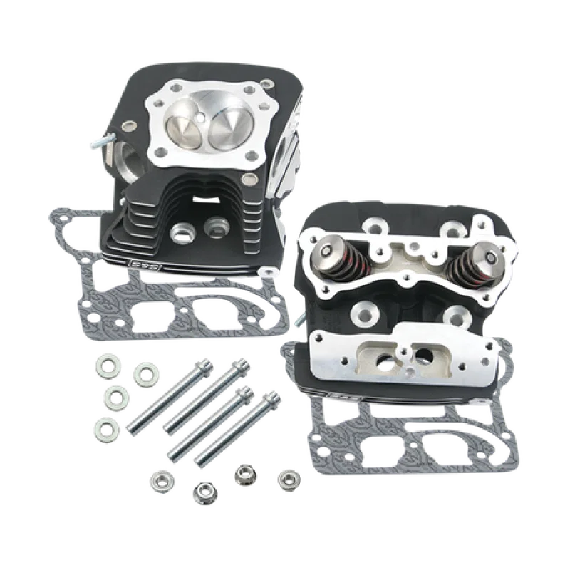S&S Cycle 900-3249, 2006 Dyna 91cc .032in Manifold Surface Cylinder Heads - Wrinkle Black