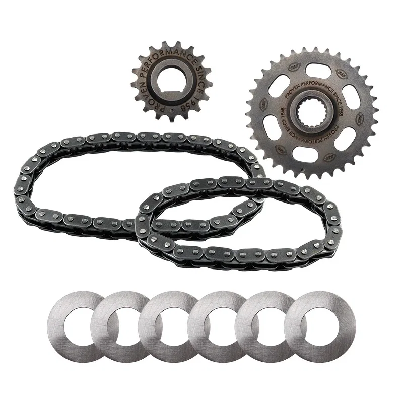 S&S Cycle 330-0844, 07-17 BT Camshaft Chain Drive Kit - Incl. Chain, Sprockets, & Shims for Harley-Davidson