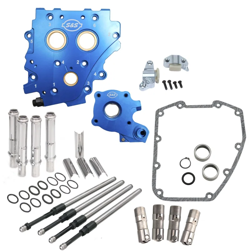 S&S Cycle 310-1273, 2006 Dyna Chain Drive Cam Chest Kit w/o Cam - Chrome Pushrod Tubes & Chain Tensioner for Harley-Davidson