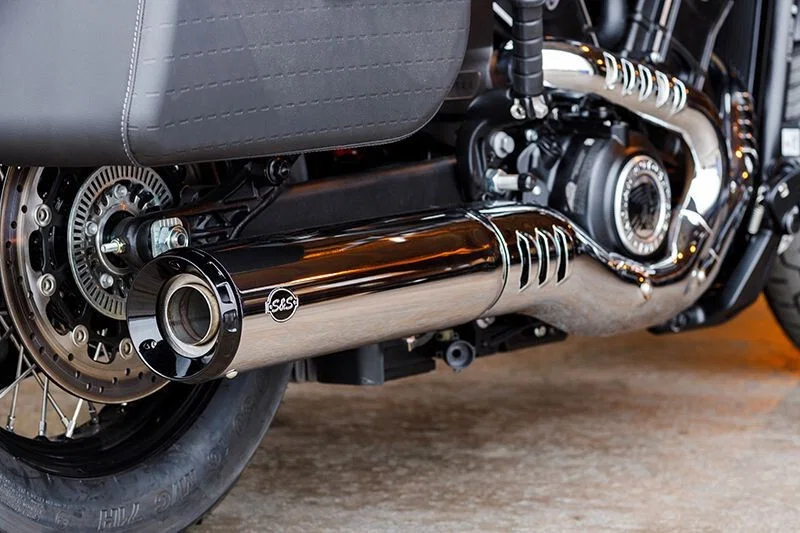 S&S Cycle 550-1122, 2025 Indian Scout 4.5in Grand National Slip-On Muffler - Chrome