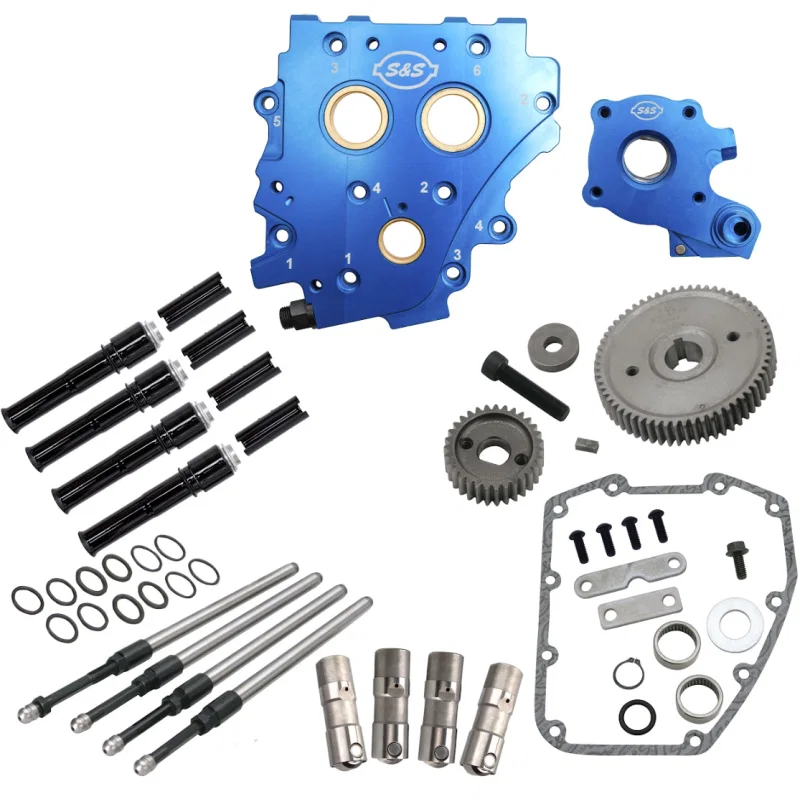 S&S Cycle 310-1268, 2006 Dyna/2007+ BT Gear Drive Cam Chest Kit w/o Cam - Black Pushrod Tubes