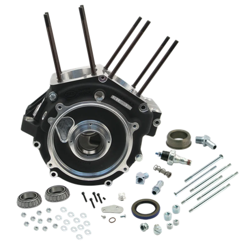 S&S Cycle 31-0052, 84-91 BT w/ Stock Bore Super Stock Alternator Style Crankcase - Wrinkle Black for Harley-Davidson