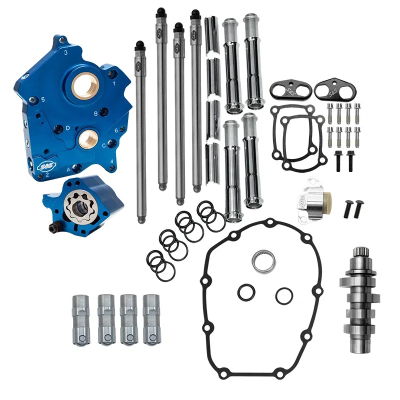 S&S Cycle 310-1452, 24-26 Oil Cooled M8 Models Chain Drive HPT542 Cam Chest Kit w/ Chrome Pushrod Tubes for Harley-Davidson