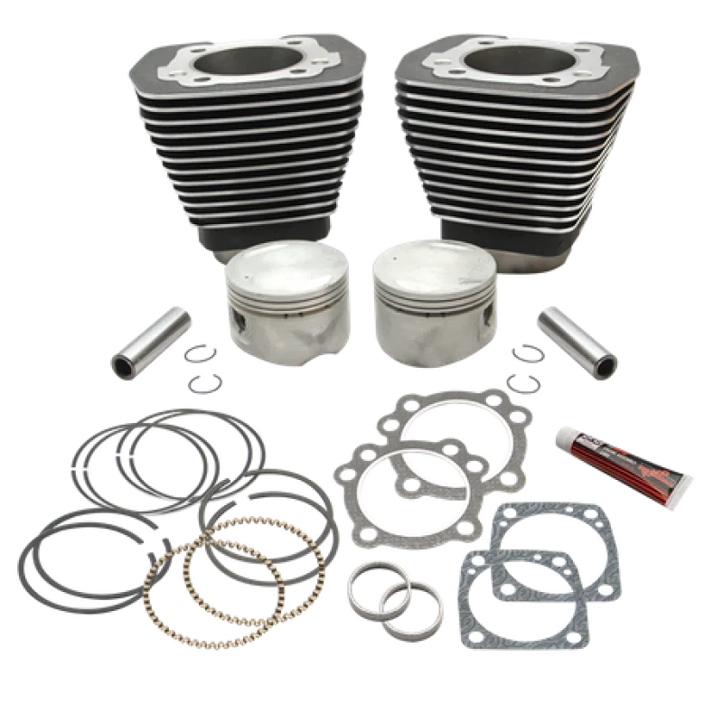 S&S Cycle 91-7711, Cylinder 84-99 BT w/Super Stock Cylinder Heads 89in 3 1/2in Bore Cylinder & Piston Kit - Wblack for Harley-Davidson