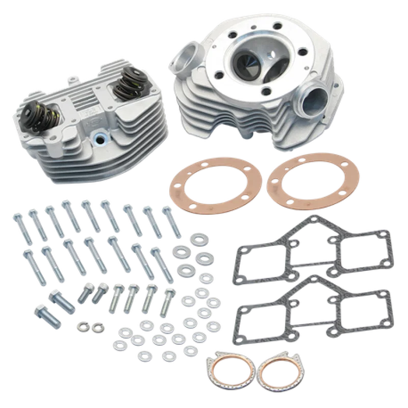 S&S Cycle 90-1497, Super Stock 3-5/8in Bore O-Ring Style Single Plug Cylinder Head Kit - Natural for Harley-Davidson