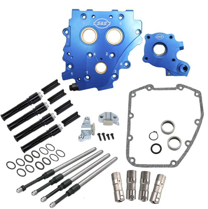 S&S Cycle 310-1272, 2006 Dyna Chain Drive Cam Chest Kit w/o Cam - Black Pushrod Tubes & Chain Tensioner for Harley-Davidson