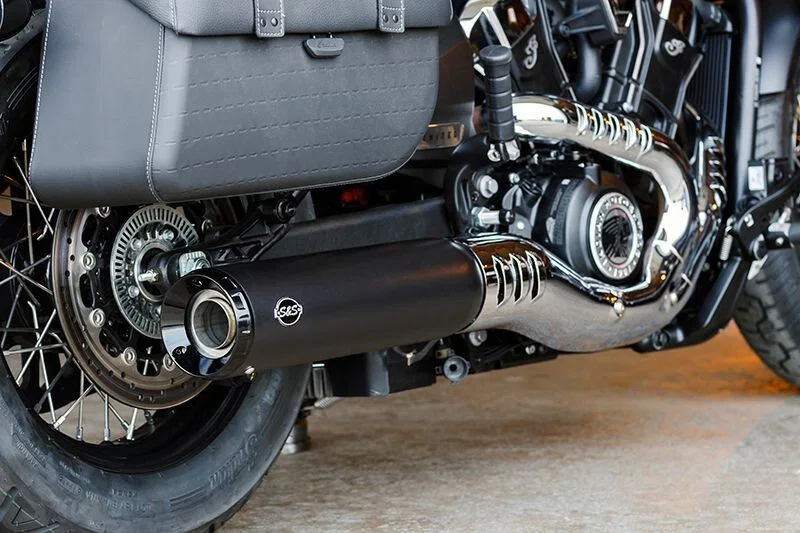 S&S Cycle 550-1121, 2025 Indian Scout 4.5in Grand National Slip-On Muffler - Black