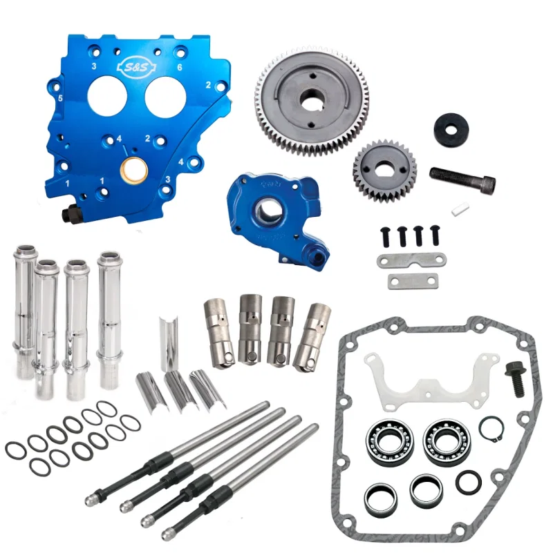 S&S Cycle 310-1267, 99-06 BT Gear Drive Cam Chest Kit w/o Cam, w/ Chrome Pushrod Tubes for Harley-Davidson