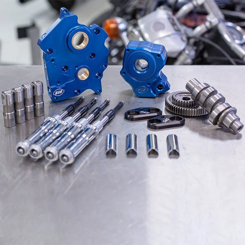S&S Cycle 310-1002B, 2017+ M8 Models Gear Drive 475G Cam Chest Kit w/ Chrm Pushrod Tubes - WC - Incl. VVT