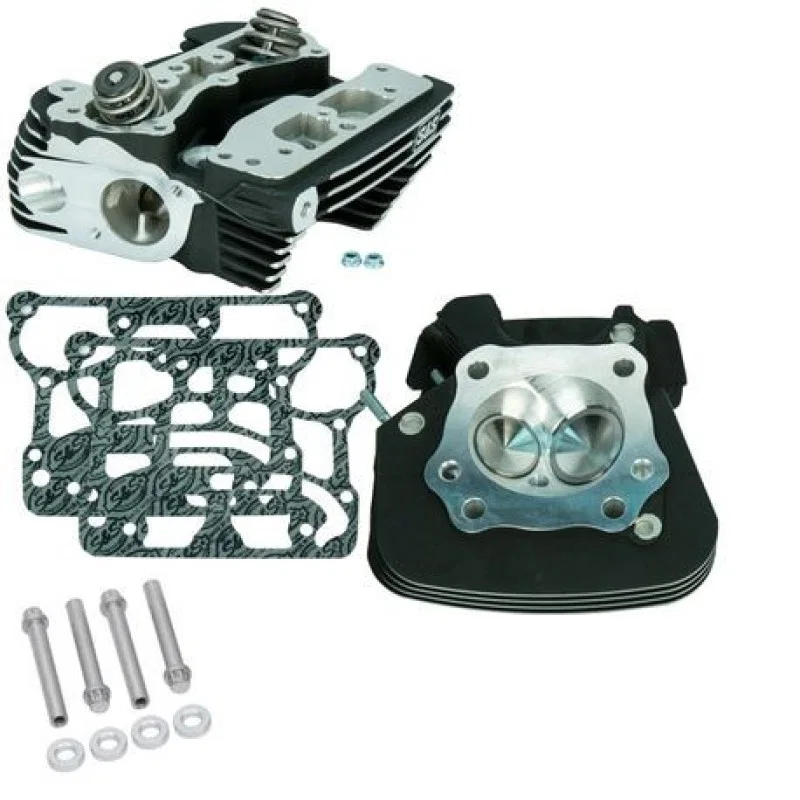 S&S Cycle 900-0349, 2006 Dyna Super Stock 91cc Cylinder Heads - Wrinkle Black