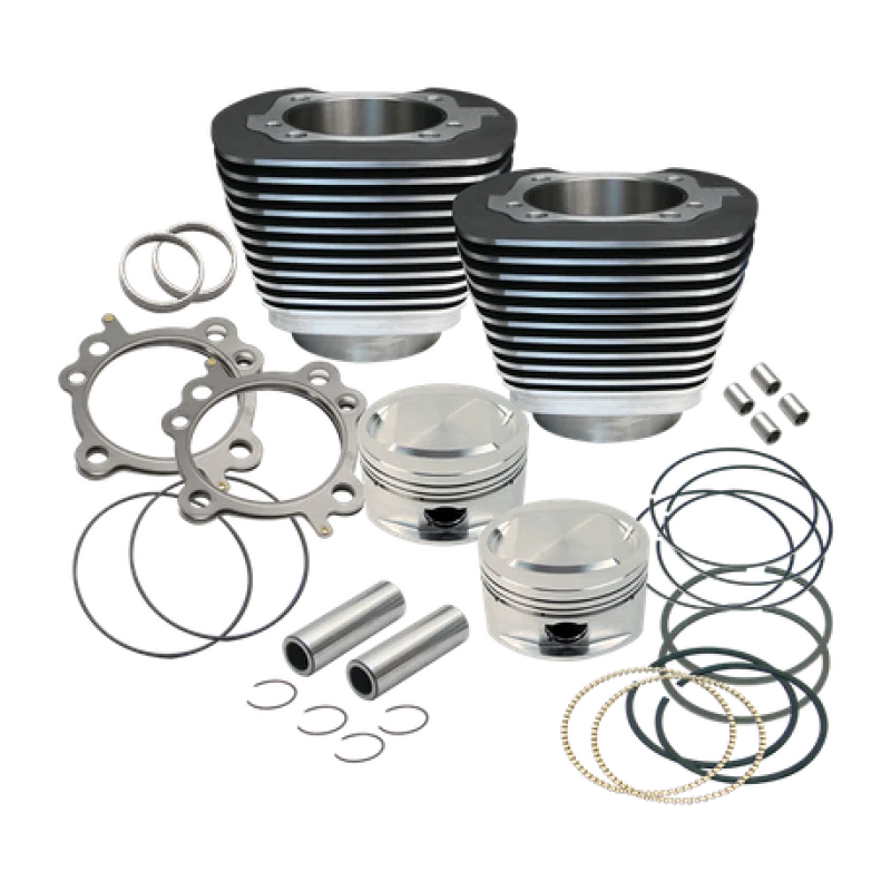 S&S Cycle 910-0204, 99-06 BT Replacement 3-7/8in Bore Cylinder & Piston Kit For S&S 95in Big Bore Kits- Wblack for Harley-Davidson