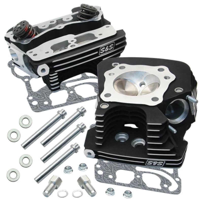 S&S Cycle 90-1106, 99-05 BT Super Stock 89cc Cylinder Head Kit - Black Wrinkle for Harley-Davidson