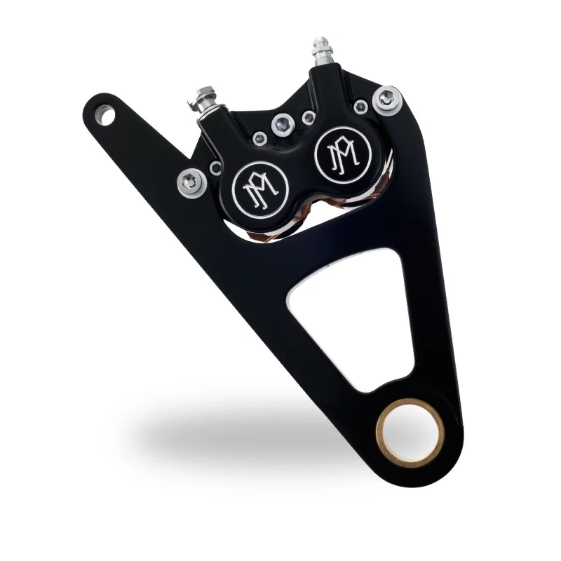 Performance Machine 1230-0017-BM, Front 4 Piston Caliper and Bracket - Contrast Cut for Harley-Davidson