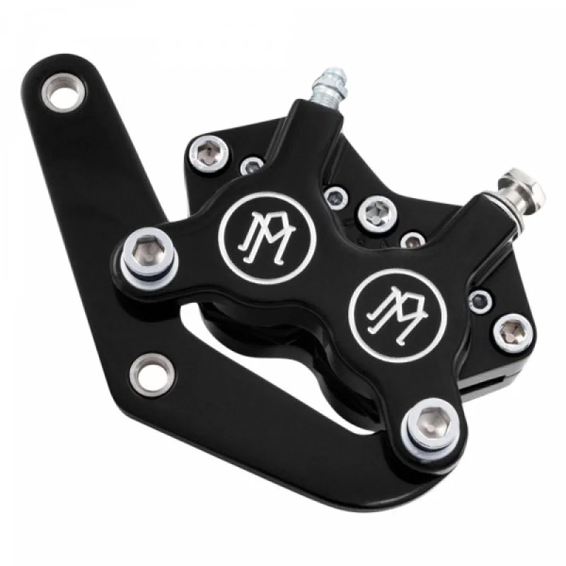 Performance Machine 1219-0017-BM, Front Narrow 4 Piston Classic Caliper/Bracket - Contrast Cut for Harley-Davidson