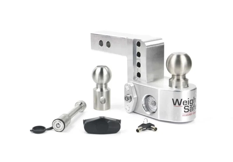 Weigh Safe WS4-2-KA, 4in Drop Hitch w/Built-in Scale & 2in Shank (10K/12.5K GTWR) w/WS05 - Aluminum