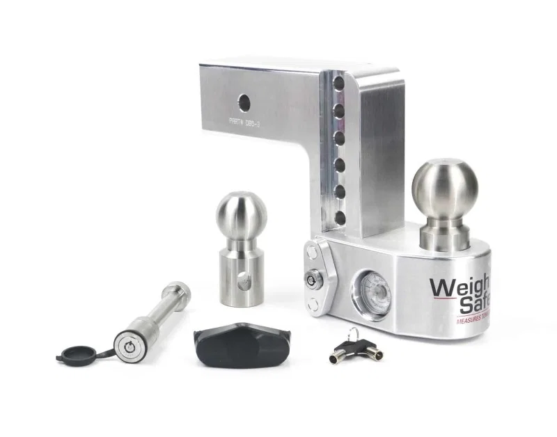 Weigh Safe WS6-3-KA, 6in Drop Hitch w/Built-in Scale & 3in Shank (10K/21K GTWR) w/WS05 - Aluminum